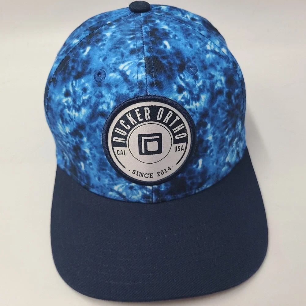 Rucker Orthodontics Hat Snapback Blue Tie Dye Flat Brim Logo Patch Ortho Men